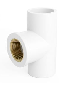 1/2 in. SCH-40 PVC Female Threaded Tee with Brass Fitting FNPT ASTM D2466