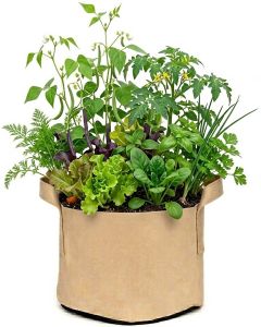 247Garden 7-Gallon Aeration Fabric Pot/Plant Grow Bag w/Handles (Tan w/Black Base 12H x 13D)