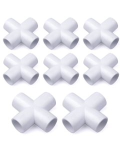 8-Pack 1/2" PVC Cross 4-Way ASTM Fittings/Furniture-Grade Connectors ASTM