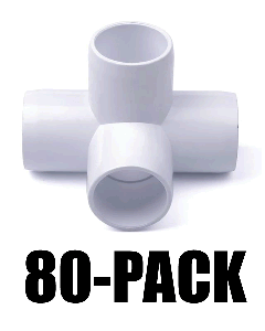 80-Pack 1/2" PVC 4-Way Fittings SCH40 ASTM Furniture-Grade