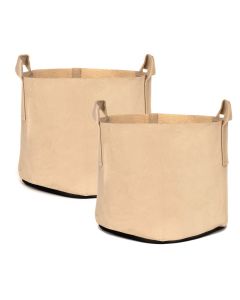 247Garden 15-Gallon Planters Grow Bag/Aeration Fabric Pots w/Handles (Tan 14.5H x 17D) 2-Pack