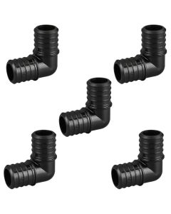 5-Pack 1 in. PEX Crimp Elbows 90-Degree PPSU Plastic Barb Fittings ASTM F2159 NSF