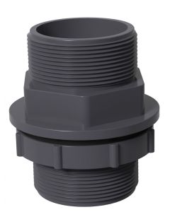 1-1/2 in. SCH-80 PVC Male Threaded Tank Connector ASTM D2467 Bulkhead Fitting MNPT x MNPT