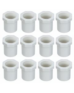 12-PK 3/4" Spigot x 1/2" Slip PVC Schedule-40 Busher Reducing Ring NSF Pipe Fittings