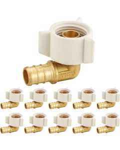 12-PK 1/2" PEX-B Brass x 1/2" Female NPT Swivel 90° Elbow Adapters, Lead Free DZR Brass NSF F1807/F2159 PEX Crimp Fittings