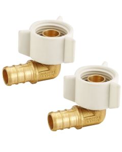 2-PK 1/2" PEX-B Brass x 1/2" Female NPT Swivel 90° Elbow Adapters, Lead Free DZR Brass NSF F1807/F2159 PEX Crimp Fittings
