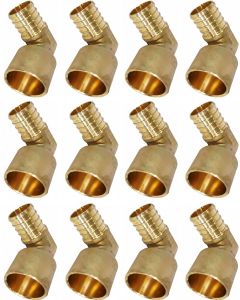 12-PacK 1 in. PEX-B x 1 in. Female Sweat Copper 90-Degree Elbow Lead Free DZR Brass NSF F1807 PEX Crimp Fittings