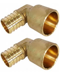 2-PK 1 in. PEX-B x 1 in. Female Sweat Copper 90-Degree Elbow Lead Free DZR Brass NSF F1807 PEX Crimp Fittings