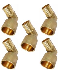 5-PacK 1 in. PEX-B x 1 in. Female Sweat Copper 90-Degree Elbow Lead Free DZR Brass NSF F1807 PEX Crimp Fittings