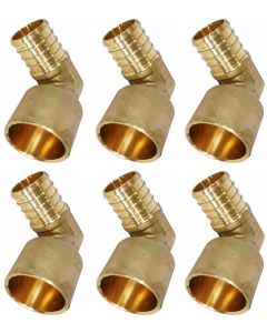 6-PacK 1 in. PEX-B x 1 in. Female Sweat Copper 90-Degree Elbow Lead Free DZR Brass NSF F1807 PEX Crimp Fittings