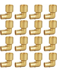 16-PK 3/4 in. PEX-B Crimp x 90-Degree Female Sweat Copper Elbow Adapter NSF Lead Free DZR Brass F1807 PEX Fitting
