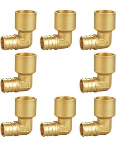 8-PK 3/4 in. PEX-B Crimp x 90-Degree Female Sweat Copper Elbow Adapters NSF Lead Free DZR Brass F1807 PEX Fittings