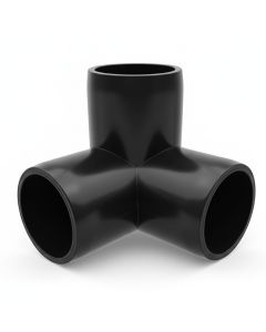 Black 3/4" 3-Way PVC Elbow/Corner Furniture-Grade Fitting ASTM SCH40
