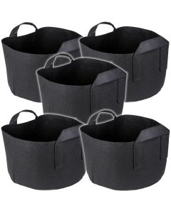247Garden 7-Gallon Short Aeration Fabric Pot/Vegetable Grow Bag w/Handles (Black 9H x 15D) 5-Pack