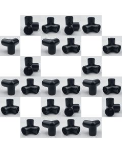 24-PK 3/4 in. 3-Way Black PVC Elbows ASTM SCH40 Furniture-Grade Corner Fittings