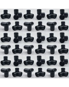 36-PK 3/4 in. 3-Way Black PVC Elbows ASTM SCH40 Furniture-Grade Corner Fittings