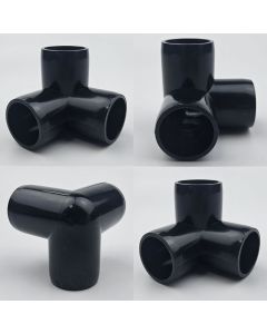 4-PK 3/4 in. 3-Way Black PVC Elbows ASTM SCH40 Furniture-Grade Corner Fittings