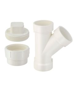 1.5" DWV Wye Sewer/Drain Pipe Cleanout Adapter+Plug Kit