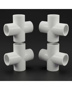 4-Pack 3/4" PVC Cross 4-Way Plumbing-Grade NSF Fittings ASTM D2466