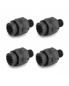 4-Pack 3/4 in. ABS Bulkhead Tank Connectors w/Double Gaskets, Male/Female Fitting Reef-Safe