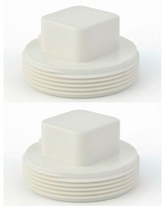 2-PK 1-1/2 in. PVC Schedule-40 DWV MNPT Cleanout Plugs for Drain, Waste and Vent Pipe Fitting ASTM D2655 NSF