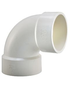 6 in. Heavy-Duty DWV 90° Elbow Hub 1/4 Bend PVC Fitting ASTM D2665 NSF