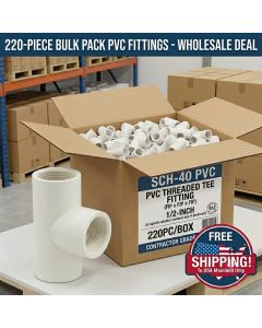 220PC/BOX 1/2 in. SCH-40 PVC Tee FNPT x FNPT x FNPT (All Side Female NPT Threaded Tee Fittings) ASTM D2466 NSF Contractor Grade w/ Free Shipping USA Mainland