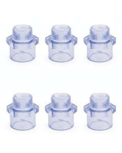 6-PK 3/4 in. Clear PVC SCH-80 Male Adapter Fittings Transparent Color ANSI, ASTM D2467 Special for Aquarium/Reef Tank Setup