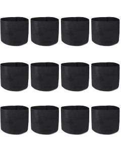 12-Pack 247Garden 2-Gallon Basic Black Fabric Pots/Grow Bags 200GSM No Handles 7.5H x 8.5D
