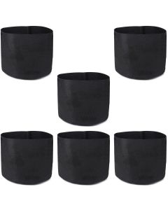 6-Pack 247Garden 5-Gallon Basic Black Fabric Pots/Grow Bags 200GSM No Handles 10H x 12D BPA-Free