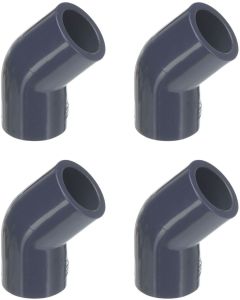 4-Pk 1/2 in. Schedule 80 PVC 45-Degree Elbows High Pressure Pipe Fittings NSF ASTM D2467