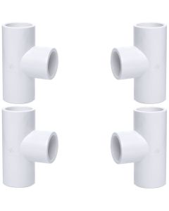 4-PK 1-1/4 in. Schedule 40 PVC Tee 3-Way Pipe Fitting NSF SCH40 ASTM D2466 1.25" T