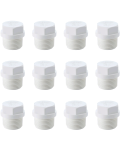 12-Pack 1/2 in. Schedule 40 PVC Male Thread Plugs, NSF/ASTM Pipe Fittings (MNPT) SCH40 ASTM D2466