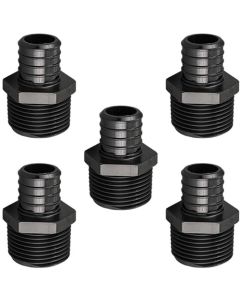 5-Pk 1" PEX Crimp x 1" Male NPT Adapters Plastic PPSU PEX-B Fittings ASTM F2159 NSF