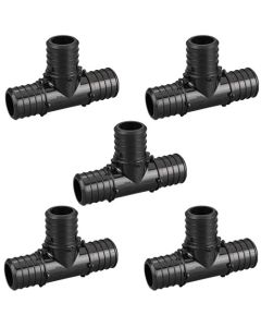 5-Pack 1 in. PEX Crimp Tee Fitting Plastic PPSU ASTM F2159 NSF