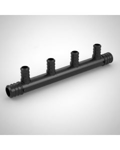 PEX-B Manifold 3/4" Inlet, 1/2" Outlet w/ 4-Port Open, ASTM F2159 PPSU Plastic PEX Crimp Fitting