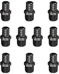10-Pk 3/4" PEX-B Crimp x 1/2" Male Adapter MNPT PPSU Plastic Fittings NSF/ANSI 61, cUPC, ASTM F2159