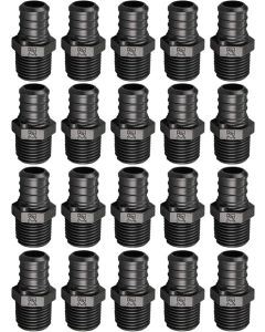 20-Pk 3/4" PEX-B Crimp x 1/2" Male Adapter MNPT PPSU Plastic Fittings NSF/ANSI 61, cUPC, ASTM F2159