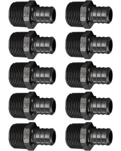 10-Pk 3/4" PEX Crimp x 3/4" Male NPT Adapters Plastic PPSU Poly Alloy PEX-B Fittings ASTM F2159, cUPC, NSF/ANSI 61