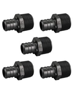 5-Pk 3/4" PEX Crimp x 3/4" Male NPT Adapters Plastic PPSU Poly Alloy PEX-B Fittings ASTM F2159, cUPC, NSF/ANSI 61