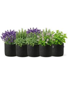 5-Pack 247Garden 5-Gallon Basic Black Fabric Pot 200GSM No Handles 10H x 12D BPA-Free