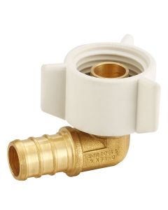 1/2" PEX-B Brass x 1/2" Female NPT Swivel 90° Elbow Adapter, Lead Free DZR Brass NSF F1807/F2159 PEX Crimp Fitting