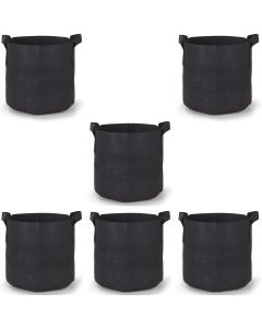 6-Pack 3-Gallon 247arden Grow 260GSM Black Fabric Pots w/Handles Bags 9H x 10D