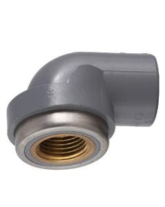 1-1/2 in. SCH80 PVC 90-Degree Female Elbow w/Brass Threaded Fitting ASTM D2467, PVC Socket-to-Female Brass Connector