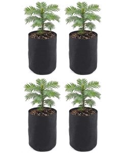 4-Pack 247Garden 1/2 Gallon Basic Aeration Fabric Pots/Air Pruning Plant Grow Bags (Black Color, 200GSM, 6H x 5D)