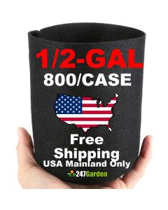 Wholesale 1/2-Gallon 800/Case Basic Aeration Fabric Pots/Plant Grow Bags, Black, 200GSM, 6H x 5D