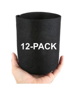 12-Pack 247Garden 1/2 Gallon Basic Aeration Fabric Pots/Plant Grow Bags (Black Color, 200GSM, 6H x 5D)