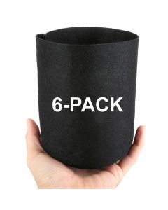 6-Pack 247Garden 1/2 Gallon Basic Aeration Fabric Pots/Plant Grow Bags (Black Color, 200GSM, 6H x 5D)