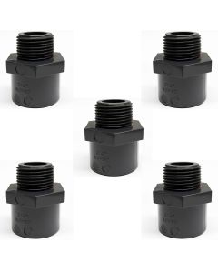 5-Pack 3/4 in. Schedule 80 PVC Male Hex Adapters Pipe Fittings (Socket x MPT) NSF ASTM D2467/D2464 NPT Precision-Grade Fittings