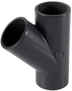 3 in. SCH-80 PVC Y-TEE/SKEW 3-Way 45-Degree Lateral Pipe WYE Fitting NSF ASTM D2467 High Pressure/Engineering-Grade Slip/Socket SxSxS